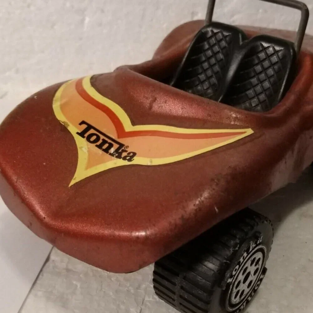 Antique Tonka Vintage Metal Pressed Steel Brown Dune Buggy #52790 8
